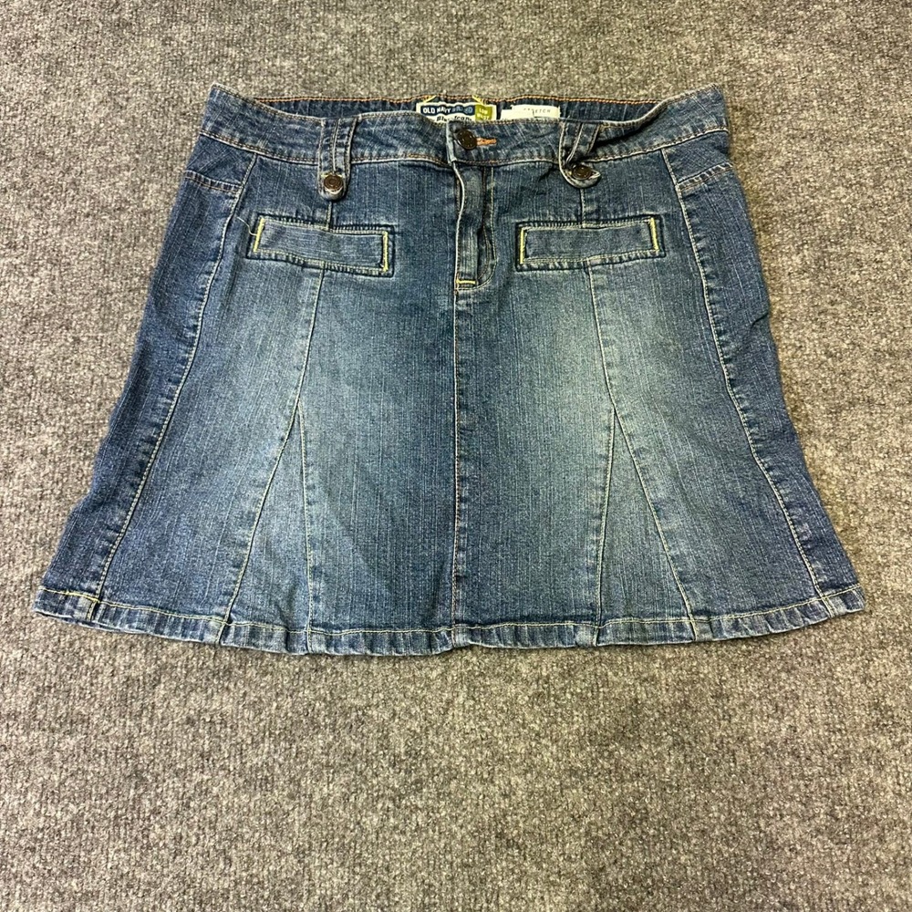 Old Navy Denim Skirt Womens Size 8 Blue Low Waist Stretch Mini Casual A-Line